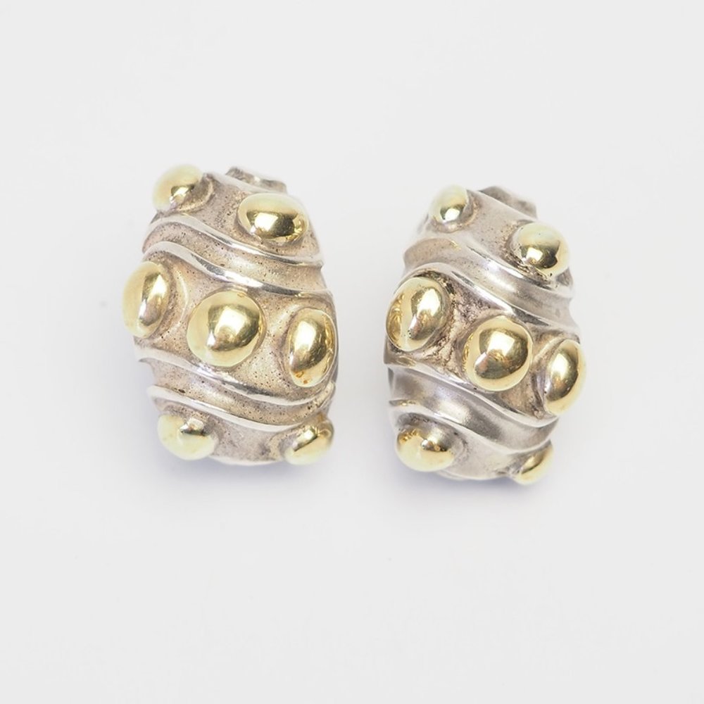Robert Wander Winc sterling silver 18k yellow gold vintage designer earrings